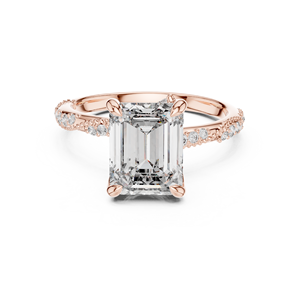 Vinson Project Exquisite Emerald Cut Moissanite Art Deco Engagement <b>Ring</b> Twisted Pave Band Rose Gold Plated <b>Stainless</b> <b>Steel</b> <b>Ring</b> - Product Image 1