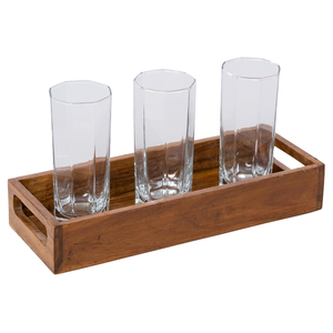 Bandeja Rectangular de Madera Hecha a Mano con Asas Recortadas, Bandeja de Almacenamiento con Borde Elevado Profundo para Desayuno, Mesa de Comedor, Cocina - Product Image 5