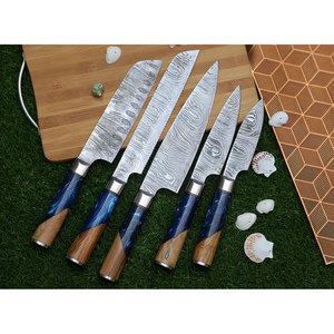 ชุดมีดเชฟเหล็กดามัสกัส ด้ามไม้ สำหรับมืออาชีพ ใช้ในครัวเรือนและร้านอาหาร - Product Image 2