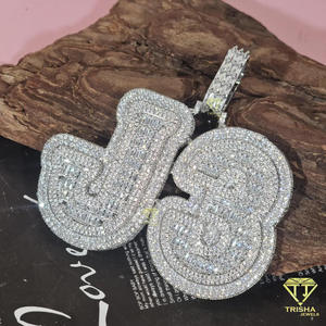 Custom " 47 " Number Pendant Necklace <b>Iced</b> <b>Out</b> Moissanite Diamond Hip Hop Cuban Link <b>Chain</b> Jewelry Gift - Product Image 6