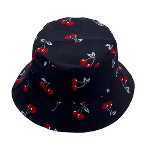 Chapeau seau imprimé cerise blanche unisexe, décontracté, printemps-été, en coton respirant, pour adulte, 56-58 cm - Product Image 5