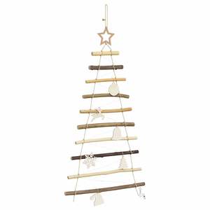 Sapin de Noël en bois de frêne naturel avec 30 LED, 35,43 pouces, lumières festives solides pour les fêtes - Product Image 4