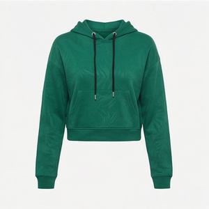 Sweat-shirt à capuche court personnalisé pour femme, à manches longues, imprimé, streetwear, haute qualité, vêtements de sport, couleur et coupe personnalisables - Product Image 1