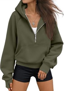 Sudadera con capucha unisex blanca de media cremallera, corte regular, algodón French Terry, estilo oversize, informal, para otoño, HJP Sports, tendencia. - Product Image 5