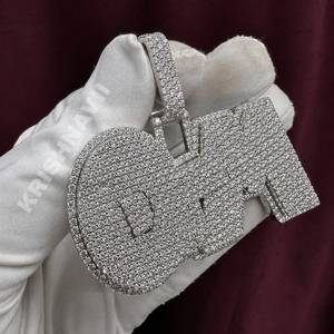 Iced Custom Letter OTM White Gold Moissanite Pendant Personalized <b>Initial</b> Charm Hip Hop Men's Jewelry Gift Party Bling <b>Chain</b> - Product Image 3