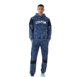 Survêtement décontracté pour homme coupe classique en coton délavé à l'acide, sweat-shirt et pantalon de jogging, vêtements de sport et streetwear en gros - Product Image 4