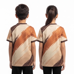 Camiseta Deportiva Sublimada Personalizada con Cuello en V para Jóvenes, Jersey Estampado Unisex para Niños y Niñas, Tops Casuales de Manga Corta, Ropa al por Mayor - Product Image 2