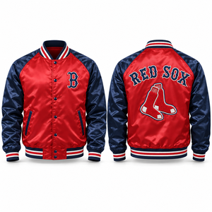 Veste en satin imprimée avec motifs appliqués, impression sérigraphique sur twill, options de tailles, service d'échantillons, inspiration universitaire, vêtements de baseball - Product Image 3