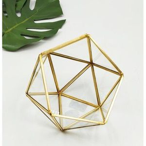 Geometric Glass Jewelry Box With Gold Frame Storage Organizer For <b>Small</b> Accessories - Product Image 3