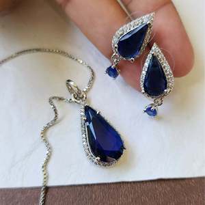 18K Gold Plated Pear Cut Zircon Tear Drop Pendant with Chain - Product Image 3