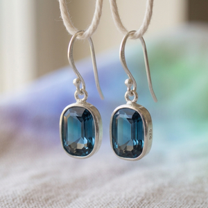 925 <b>Sterling</b> <b>Silver</b> Blue Gemstone Water Drop Earrings Third Party Certified for Women Wedding Party Gift - Product Image 1