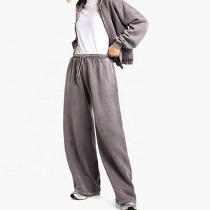 High Waist Joggers Zipper Oversized Acid Wash Tracksuit For Women New Style 2 <b>PC</b> <b>Set</b> Women Urban Acid Wash Tracksuit - Product Image 6