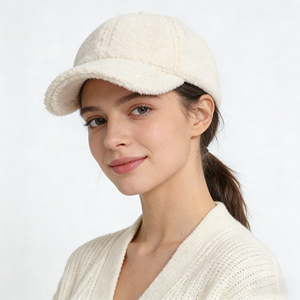 Casquette de baseball personnalisée avec logo brodé en fausse fourrure de chameau marron, 6 panneaux, matière douce et pelucheuse, chaude, tendance, pour femmes - Product Image 5