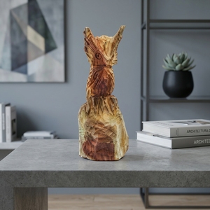 Owl Handcrafted Wooden Bird Sculpture <b>Rustic</b> Organic Tabletop Decorative Artwork Home Decor Accent Display Natural <b>Wood</b> Carving - Product Image 3
