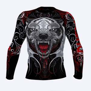 Camiseta de Compresión de Manga Larga para Hombre, para MMA, con Estampado de Lobo por Sublimación, Ajustada, que Absorbe la Humedad, Ropa Deportiva - Product Image 3