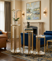Ensemble de tables d'appoint décoratives en fer doré de luxe, support moderne en métal pour salon et salle à manger, décoration d'hôtel