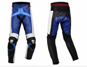 Pantalon en cuir pour moto SUZU bleu et noir – Style sport racing - Product Image 1