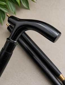 Elegant Black Walking Cane With Brass Accents And Floral Engraving For Gentlemen - Product Image 3