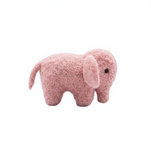 Pink <b>Felt</b> Wool Elephant <b>Christmas</b> Decoration Set Handmade Eco-Friendly 100% Certified Wool Animal <b>Ornament</b> Wall Hanging Indoor - Product Image 3