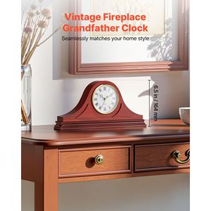 Orologio a Pendolo Classico Vintage da 6,4 Pollici con Movimento al Quarzo, Design Silenzioso in MDF per Scrivania e Tavolo - Product Image 4