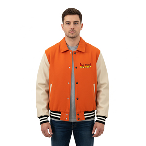 Chaqueta Varsity de Lona Transpirable 100% Lana Hecha a Medida al por Mayor para Hombre, con Logotipo Personalizado Impreso, Estilo Urbano, Bicolor, Impermeable y con Capucha - Product Image 2