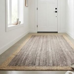 Tapis de sol rectangulaire gris en jute à tissage plat fin, style transitionnel, pour couloir, du fabricant indien, en vogue - Product Image 1