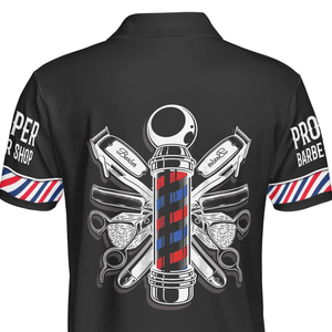 เสื้อยืดคอกลมทรงปกติ แขนสั้น พิมพ์ลายแบบ Sublimation สำหรับช่างตัดผม ยี่ห้อ DENMIN APPARELS ผลิตจากโพลีเอสเตอร์ คอวี สำหรับผู้ชาย - Product Image 5