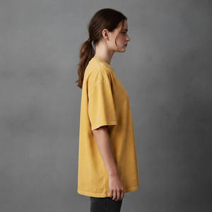 Wholesale Women's Yellow Oversized T-<b>Shirt</b> Crew Neck Short Sleeve <b>Flame</b> Logo Printed Loose Fit 100% Cotton Jersey All Seasons - Product Image 3