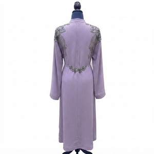 Vestido Abaya Bordado de Manga Larga para Mujer Musulmana, de Alta Calidad, Ligero, de Poliéster, para Primavera - Product Image 2
