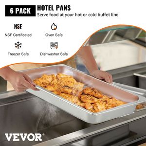 6 Pack 8.5L pentole da tavolo a vapore profondo in acciaio inossidabile 20.9X12.8X2.6 pollici Full Size forno commerciale cucina acciaio fabbricazione - Product Image 2