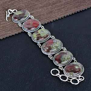 Dragon Blood Jasper <b>Bracelet</b> 925 Sterling <b>Silver</b> Plated Boho Handmade Gemstone Jewelry Statement Gift - Product Image 3