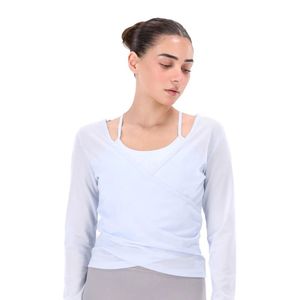 Shirt CrossoveWomen Light Blue Long Sleeve Mesh <b>Top</b> Sheer Sleeve Fitted Layering r Neckline Slim Fit Casual Fashion Basic Women' - Product Image 1