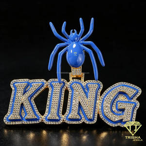 Anillo de Diamantes de Laboratorio de Lujo BANDIDO ALIEN, Joyería Personalizada con Nombre, Adorno Superior de Araña, Diseño de Letra con Piedra Brillante, Personalizado - Product Image 4
