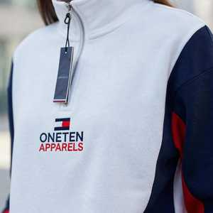 <b>Women's</b> <b>White</b> Color Block 2 in 1 Sporty Loose Fit Half Zip Top Full Length <b>Joggers</b> Tracksuit Set - Product Image 6