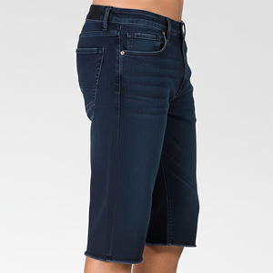 Pantalones Cortos de Mezclilla Lavada Azul Oscuro 100% Algodón, Estilo Urbano, Hechos a Medida OEM/ODM, con Bajo sin Rematar, Ligeros, Tipo Jorts - Product Image 2