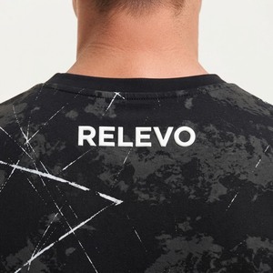 T-shirt à manches courtes pour homme, imprimé géométrique noir, col rond, séchage rapide, coupe sportive, tricoté en polyester - Product Image 6