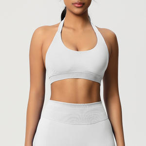 Soutien-gorge de sport personnalisé à maintien intégral, torsadé devant, col en V court, pour la gym, le fitness, l'entraînement et le yoga, vente en gros - Product Image 4