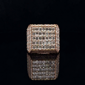 Bague pour homme en diamant et émeraude cultivés en laboratoire 18,75 CTW, bague de luxe en or rose 14 carats, bague de phalange sertie de diamants certifiée IGI - Product Image 1