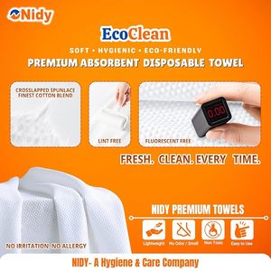 Toalla Desechable Absorbente Premium Nidy EcoClean 20x20 Cm, Suave, Higiénica, Sin Pelusas, Material PP, Impermeable y Transpirable - Product Image 4