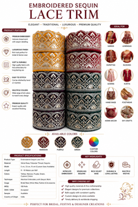 Tela de Encaje con Lentejuelas Bordadas, Ligera y de Lujo, para Vestidos de Novia, Moda Étnica, Prendas de Diseñador y Decoración del Hogar - Product Image 6