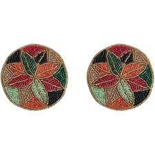 Handmade Beaded Printed Multicolor <b>Matte</b> Finish Coasters for Cups Dining <b>Table</b> Decor - Product Image 4