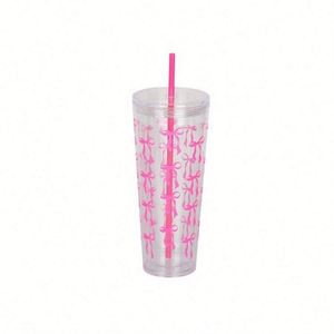 Vaso de Plástico de Doble Pared de 700 ml con Diseño de Lazo, Vaso Transparente para Agua, Vaso Portátil para Café en el Auto - Product Image 1