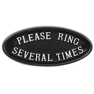 Por favor, toque varias veces la puerta del letrero y los letreros generales montados en la pared Letrero de metal recubierto de polvo negro de hierro fundido y placa Forma ovalada - Product Image 1