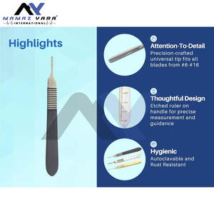 Manche de scalpel B.P. N° Lot de 3 règles en acier inoxydable avec échelle en pouces pour chirurgie, art et artisanat – Fournisseur en gros - Product Image 4