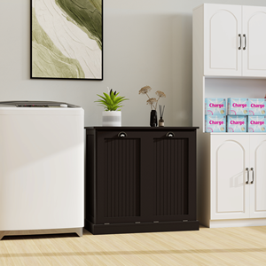 Organizzatore per lavanderia a due scomparti nero con apertura a ribalta - Product Image 4