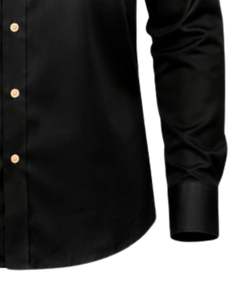 เสื้อเชิ้ตผู้ชายสีดำไล่เฉดแบบเป็นทางการ ผ้าฝ้ายพรีเมียม แขนยาว ติดกระดุม สวมใส่ได้ทั้งแบบสมาร์ทแคชชวลและลำลอง รับผลิตตามสั่ง (OEM) จำหน่ายส่งจำนวนมาก - Product Image 6