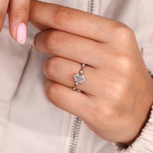 แหวนเพชรทรงหกเหลี่ยมแบบ Step Cut ประดับด้วย Prong Setting น้ำหนัก 1.15 กะรัต เพชรเลี้ยงในห้องปฏิบัติการ สำหรับงานหมั้น งานแต่งงาน งานเลี้ยง ชุบทอง 14k - Product Image 3