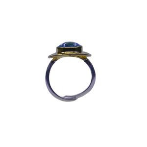 Anillo Clásico de Plata de Ley 925 Chapado en Oro con Topacio Azul para Mujer, Joyería para Bodas - Product Image 3
