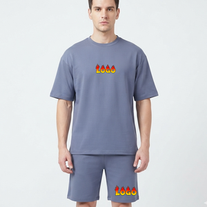 Conjunto Deportivo de Verano para Hombre, Camiseta de Cuello Redondo y Manga Corta, Estilo Casual, Pantalones Cortos de Algodón Puro, Traje Deportivo Ecológico - Product Image 4
