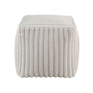 Pouf Moderno Quadrato in Tessuto Corduroy Bianco, Sgabello Poggiapiedi Antiscivolo, Poltrona Sacco Elegante 1 pz - Product Image 3